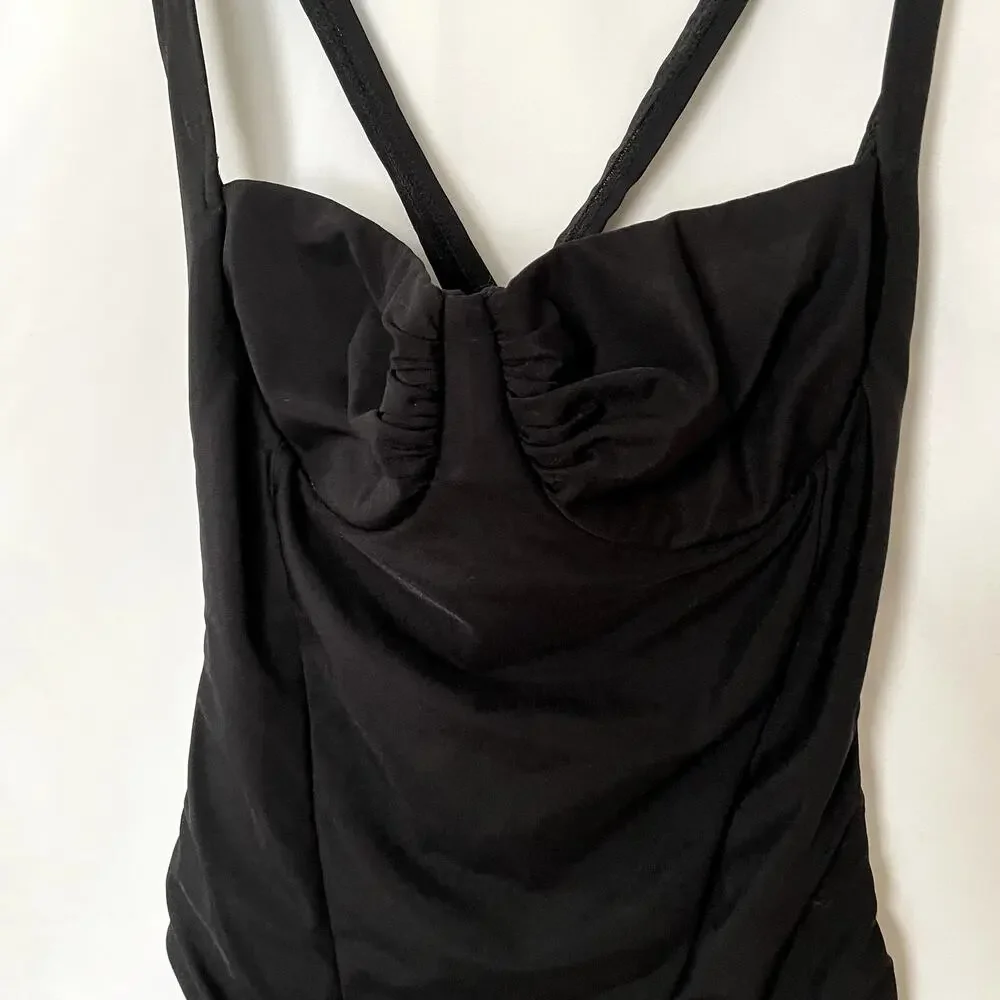 Eddie Bauer slim‎ suit black one piece racerback adjustible women's size 14 tall